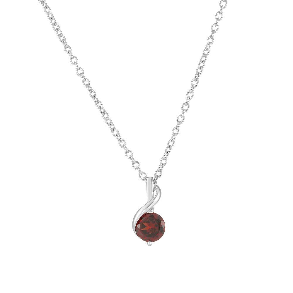 Sterling Silver Garnet Pendant Necklace, Women's, Size: 18" Product Image