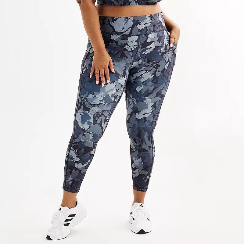 Plus Size Tek Gear® Ultrastretch High-Waisted Side Pocket 7/8 Leggings, Women's, Size: 3XL, Medium Blue Paint Product Image
