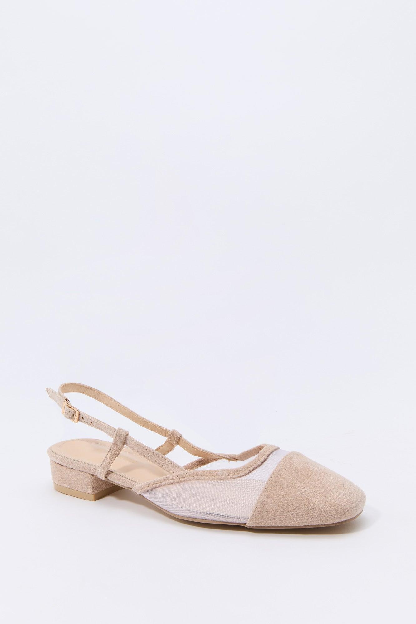 Mesh & Faux Suede Slingback Flat Female Product Image