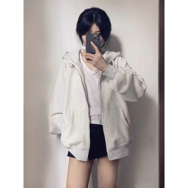 Drawstring Zip Hoodie Product Image