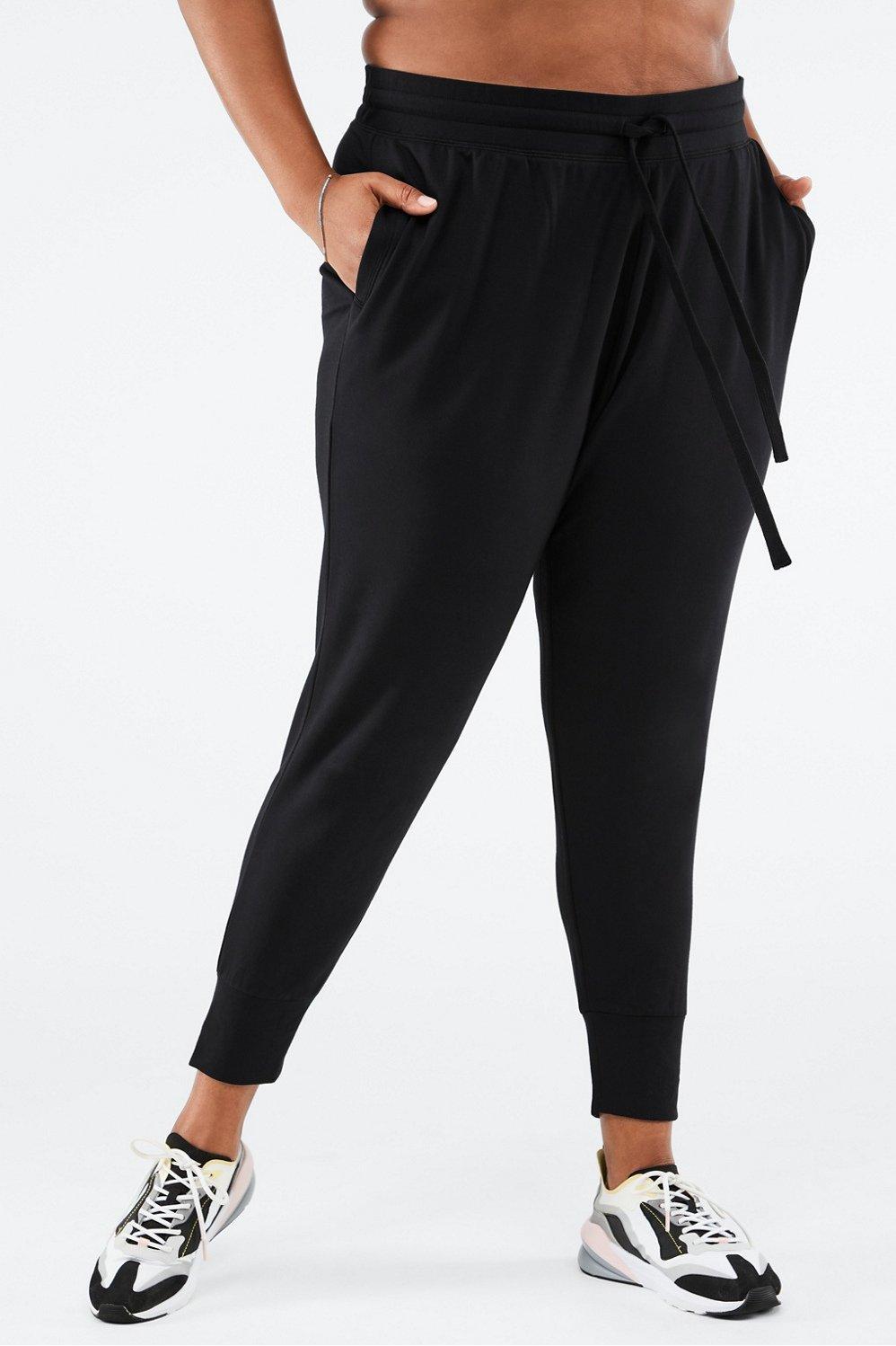 Fabletics Luxe Terry Jogger Womens black plus Size 1X Product Image