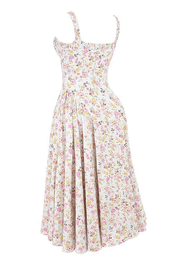 Dorothy Pale Blue Meadow Print Cotton Midi Sundress Product Image