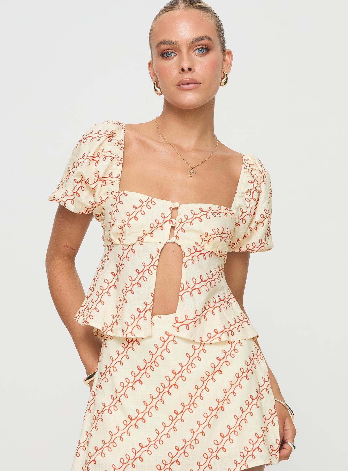 Passionfruit Linen Blend Top Multi Product Image