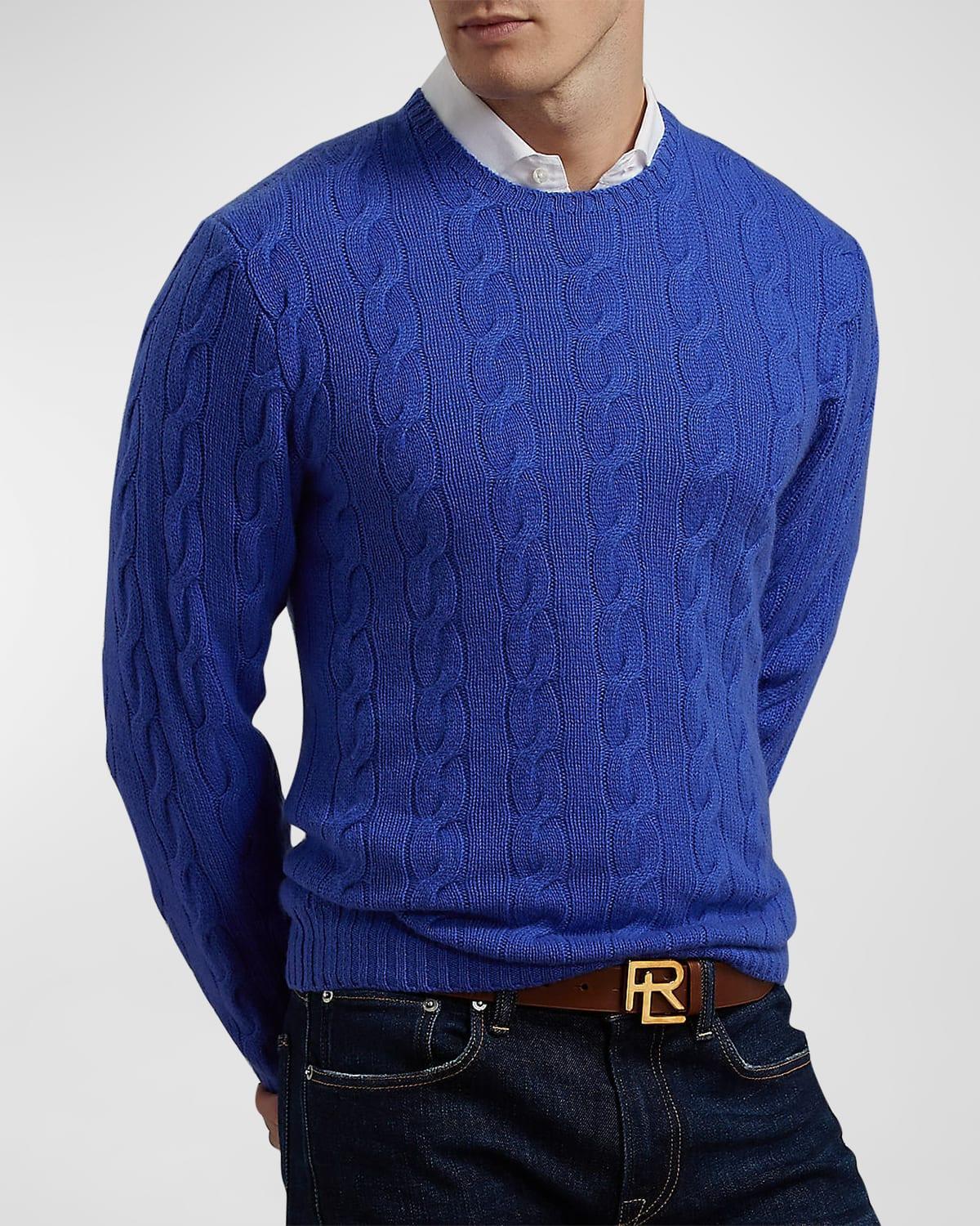Cashmere Cable-Knit Crewneck Sweater, Cream Product Image