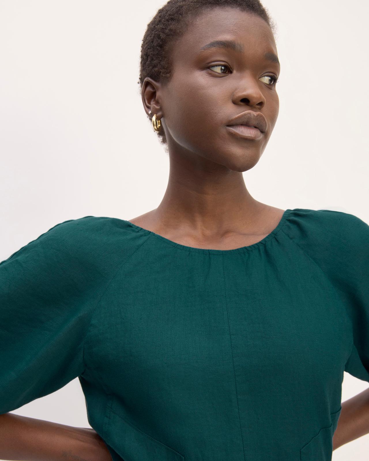 Womens Linen Short-Sleeve Scoop Midi Dress by Everlane Product Image