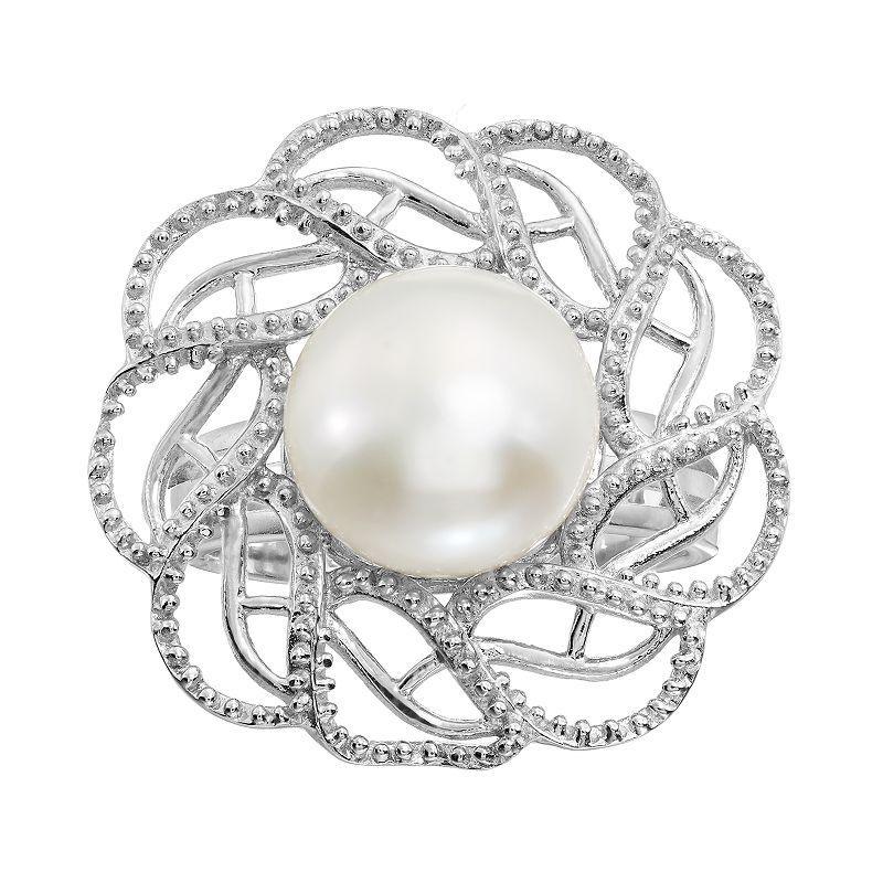 Freshwater Cultured Pearl Sterling Silver Openwork Flower Ring, Women's, Size: 6, White Product Image