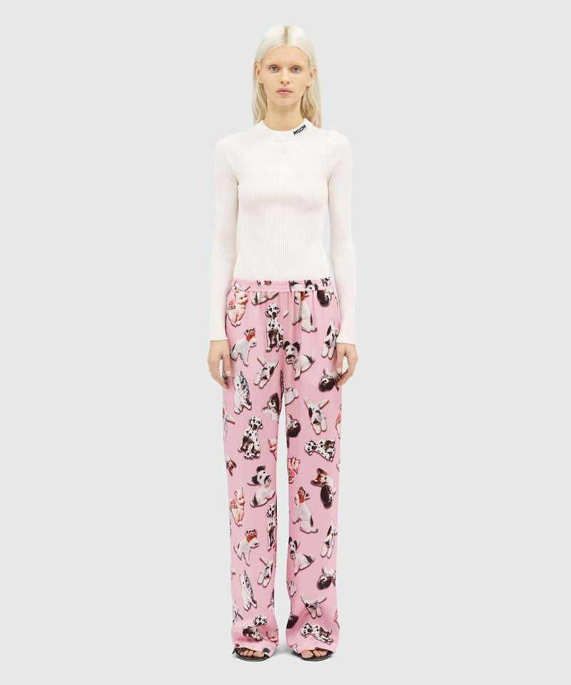MSGM Straight-leg Satin Trousers In Pink Product Image