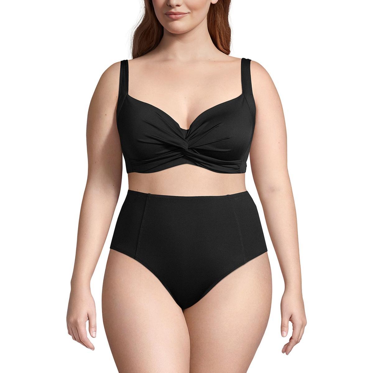 Plus Size Lands End Twist-Front Underwire Bikini Top, Womens Deep Blue Product Image