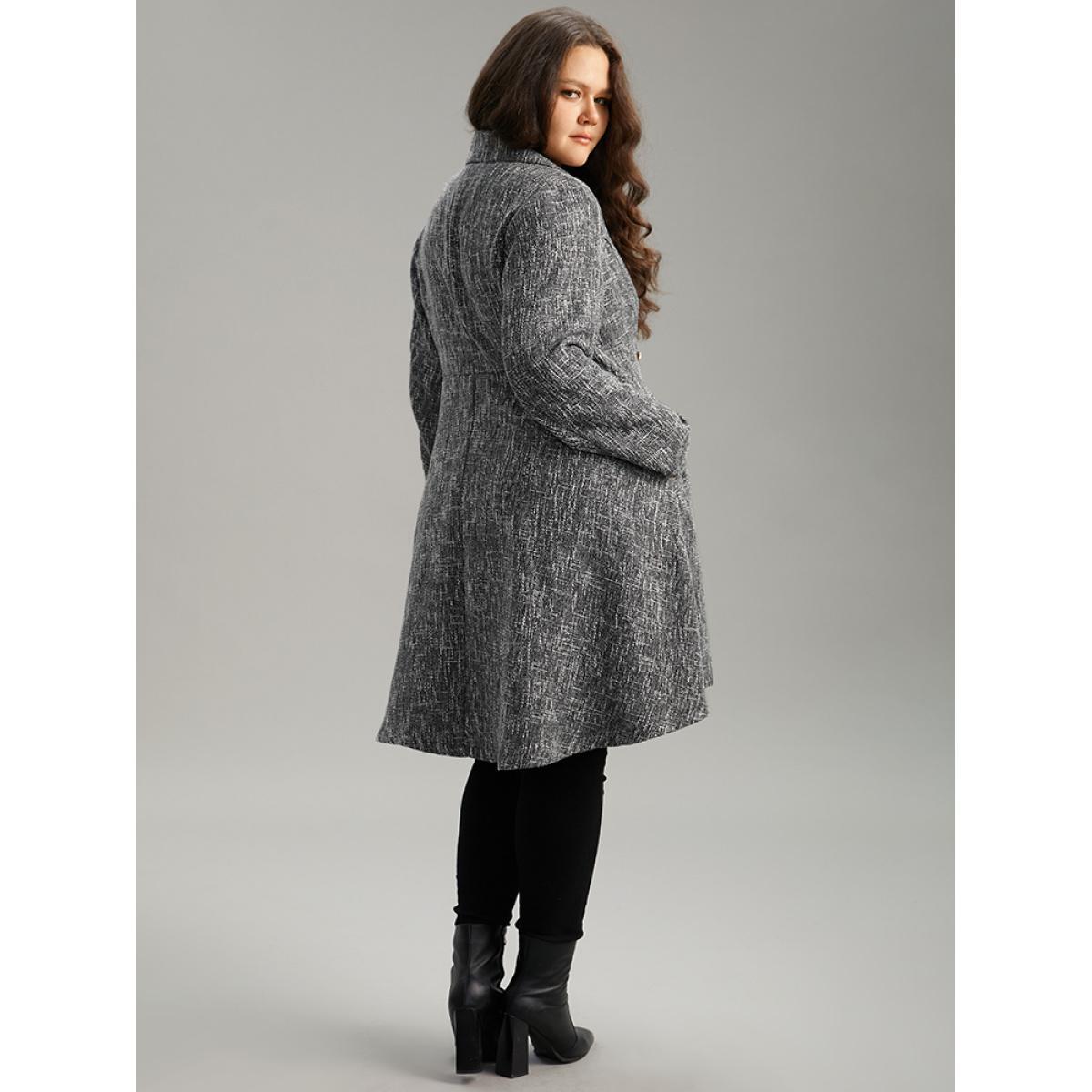 Plus Size Tweed Double Breasted Pocket Lapel Collar Coat Women Gray Casual Double-Breasted Ladies Dailywear Winter Coats BloomChic 14-16/1X Product Image