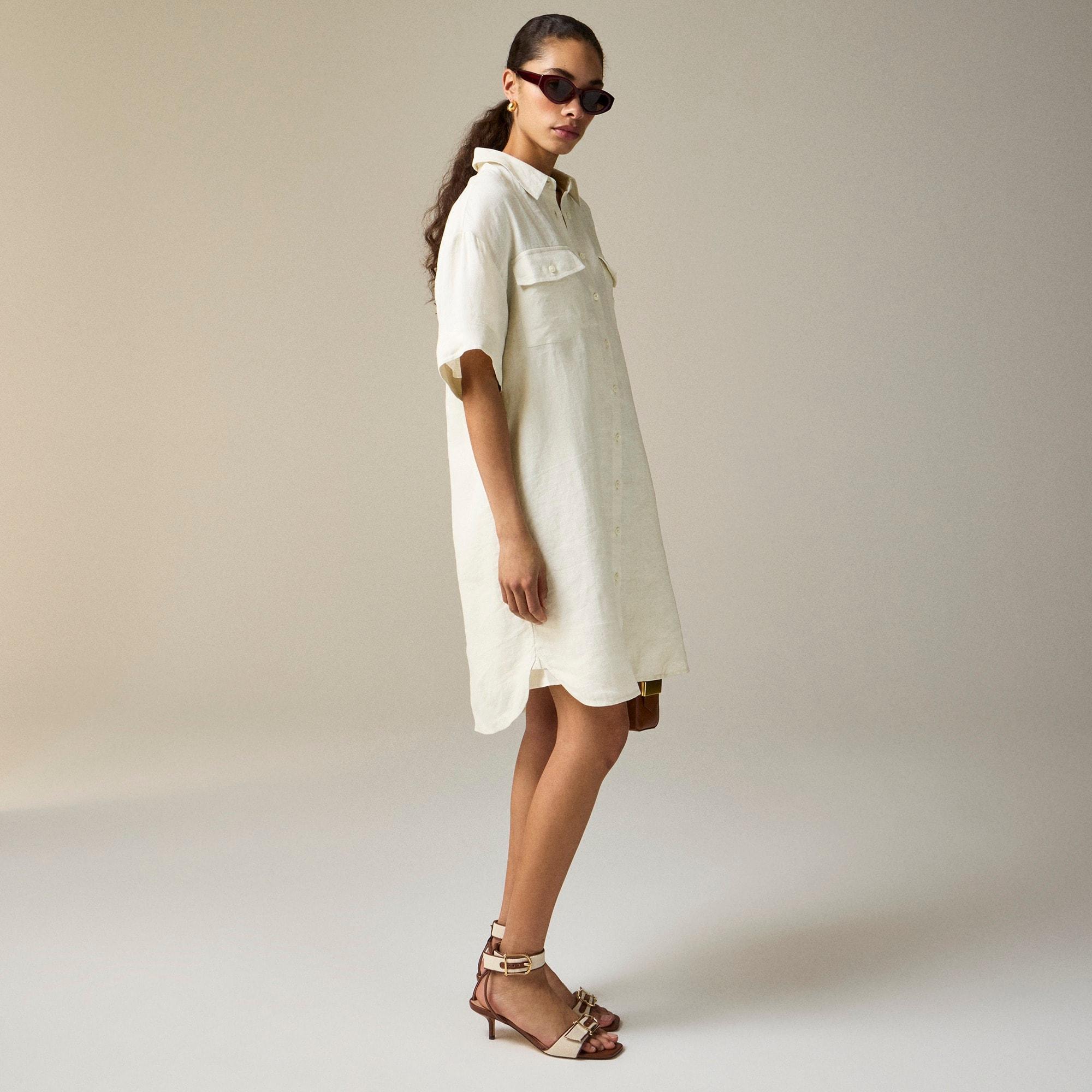 Petite utility shirtdress in linen Product Image
