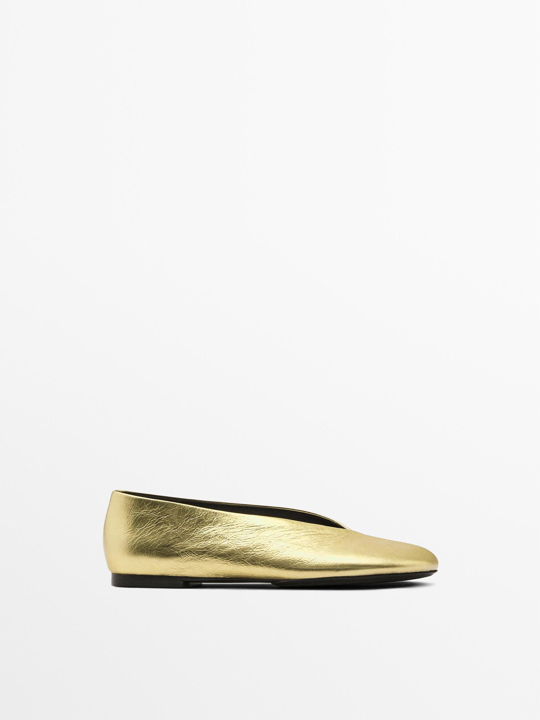 Metallic leather ballerinas Product Image