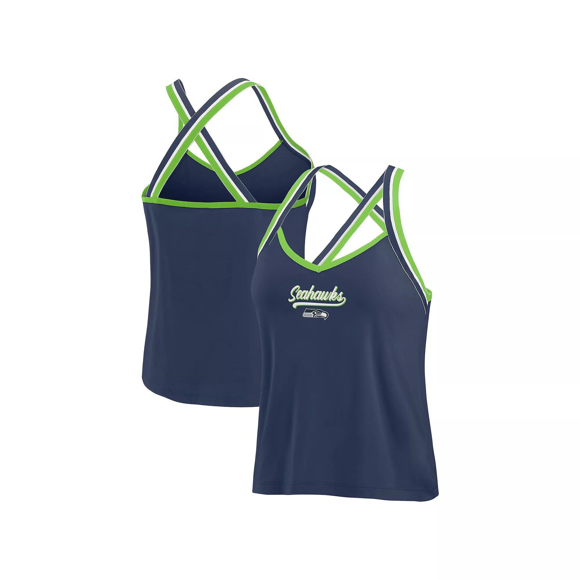 Women's WEAR by Erin Andrews Royal Indianapolis Colts Cross Strap Tri-Blend Tank Top, Size: Large, Blue Product Image