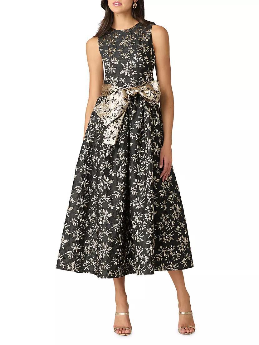 Serra Metallic Jacquard Sleeveless Midi-Dress Product Image