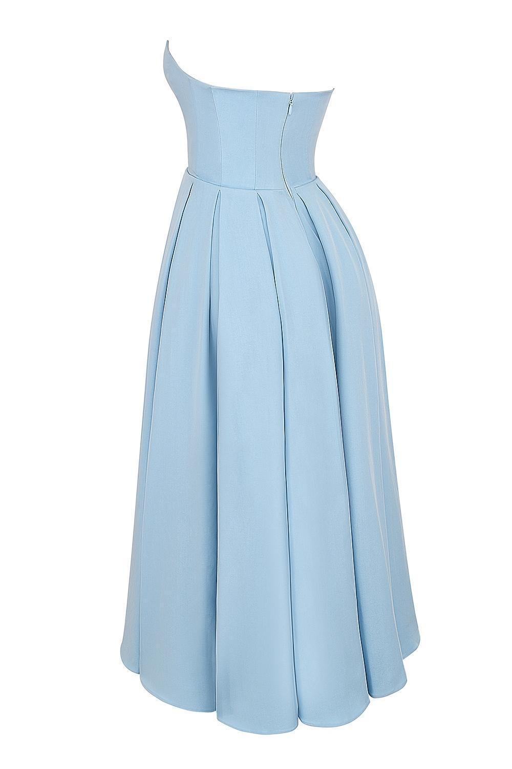 Audrey Tuscan Blue Strapless Midi Sundress Product Image