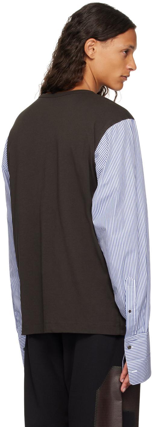 DRIES VAN NOTEN Brown & Blue Paneled Long Sleeve T-shirt In 704 Dark Brown Product Image