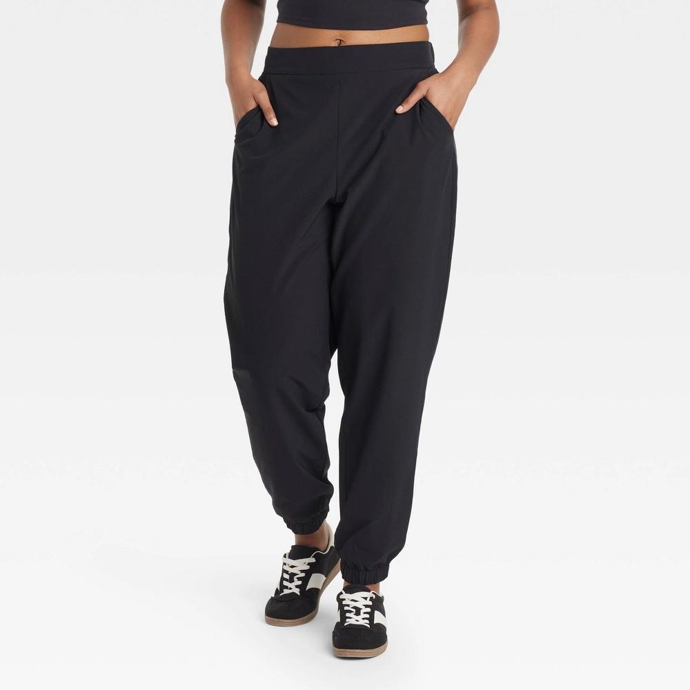 Womens High-Rise Winter Woven Lined Joggers - All In Motion Black Product Image