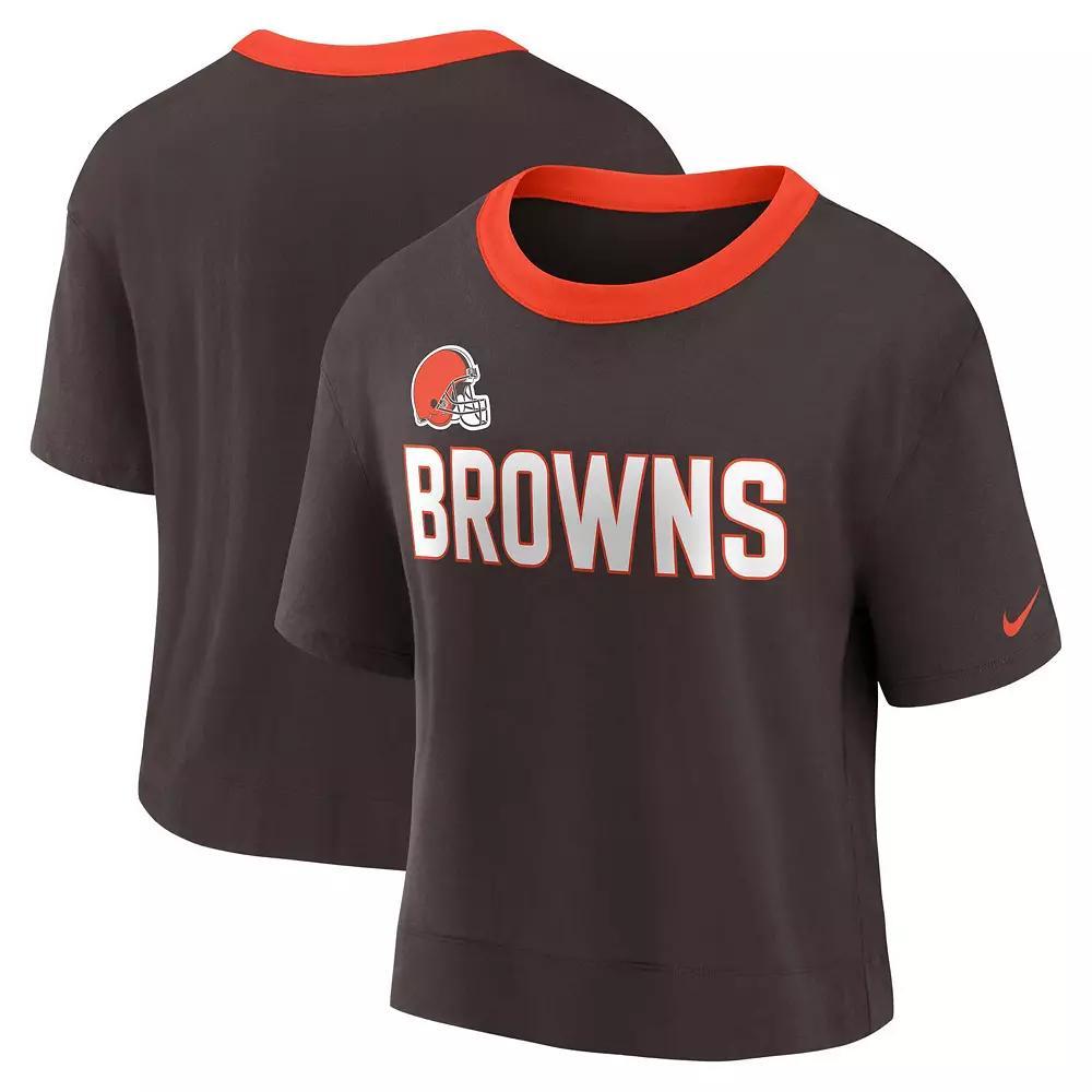 Women's Nike Brown Cleveland Browns High Hip Fashion Cropped Top, Size: XS Product Image