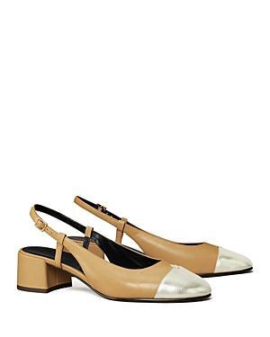 Womens 45MM Logo-Detailed Leather Cap-Toe Pumps Product Image