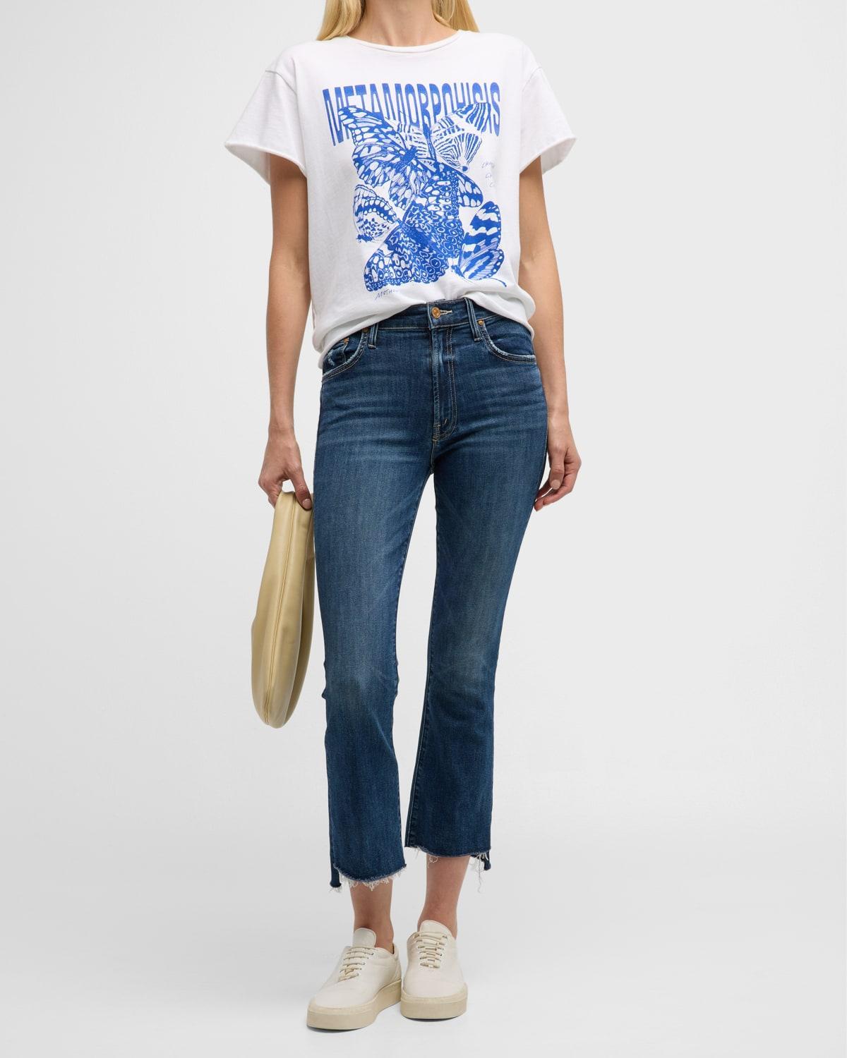 Mother The Insider High Rise Crop Step Fray Bootcut Jeans in Teaming Up Product Image