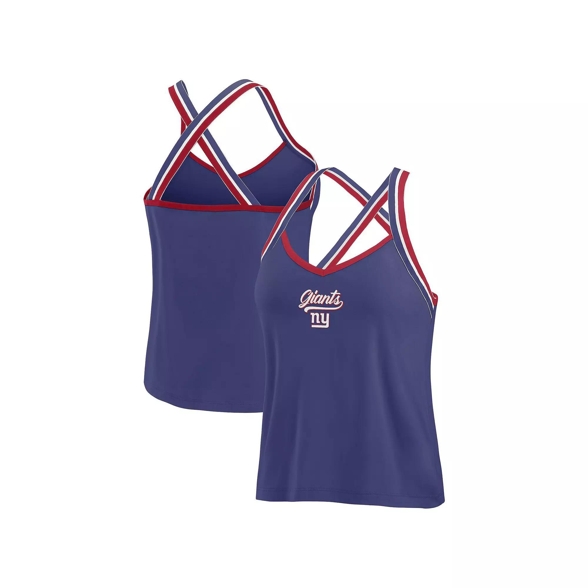 Women's WEAR by Erin Andrews Royal Buffalo Bills Cross Strap Tri-Blend Tank Top, Size: Large, Blue Product Image
