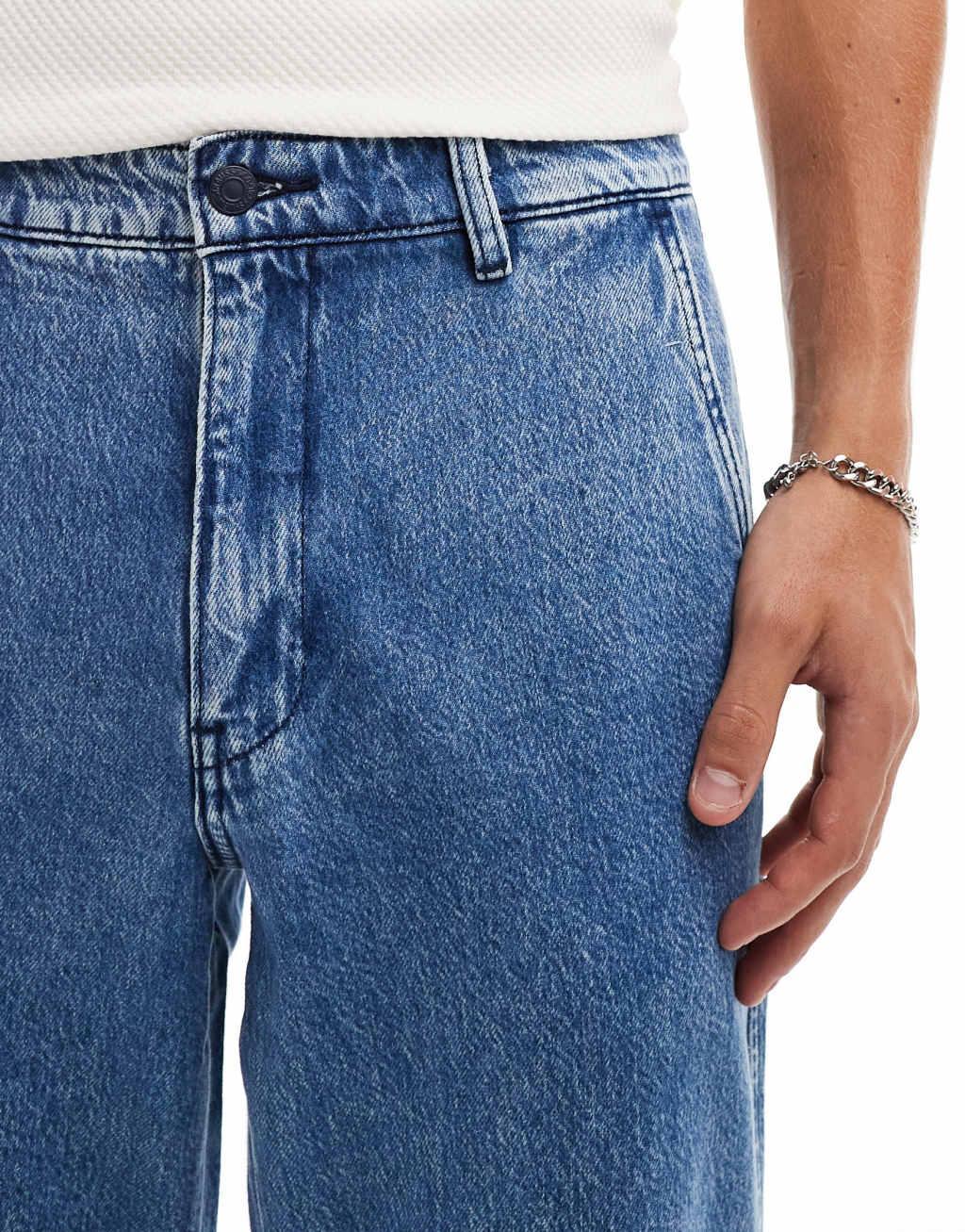 Levi's XX authentic straight denim pleated chinos in mid blue Product Image