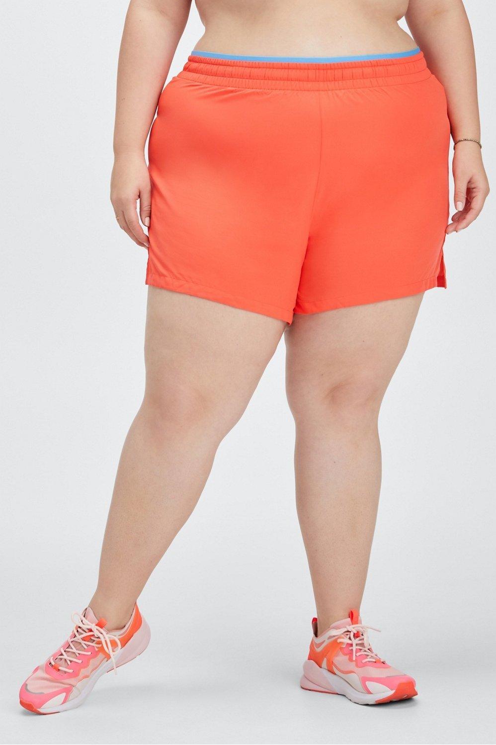 Fabletics Breathe Run Short Womens Orange Nectar/Island Escape/Reflective Silver Size XL Product Image