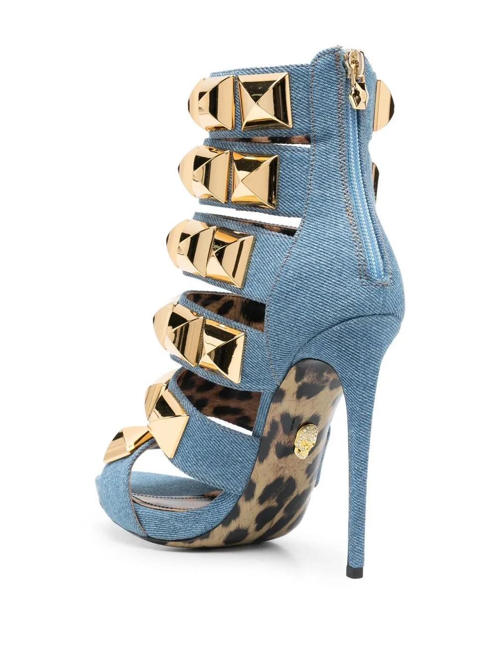 studded denim 120mm  sandals Product Image