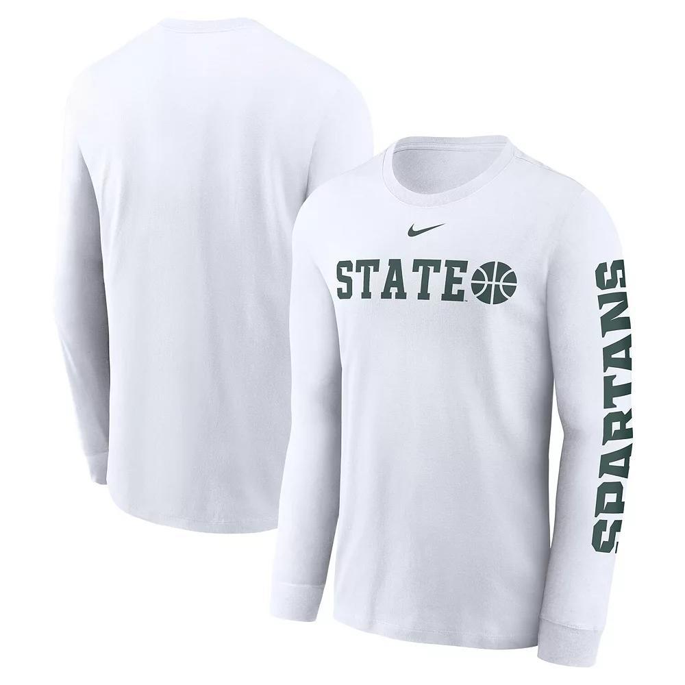 Men's Nike  White Michigan State Spartans Basketball Icon Two-Hit Long Sleeve T-Shirt, Size: XL Product Image