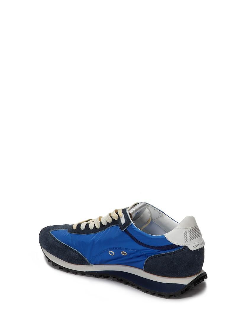 GOLDEN GOOSE Deluxe Brand Running Marathon Nylon Upper Suede Sneakers In Blue Product Image