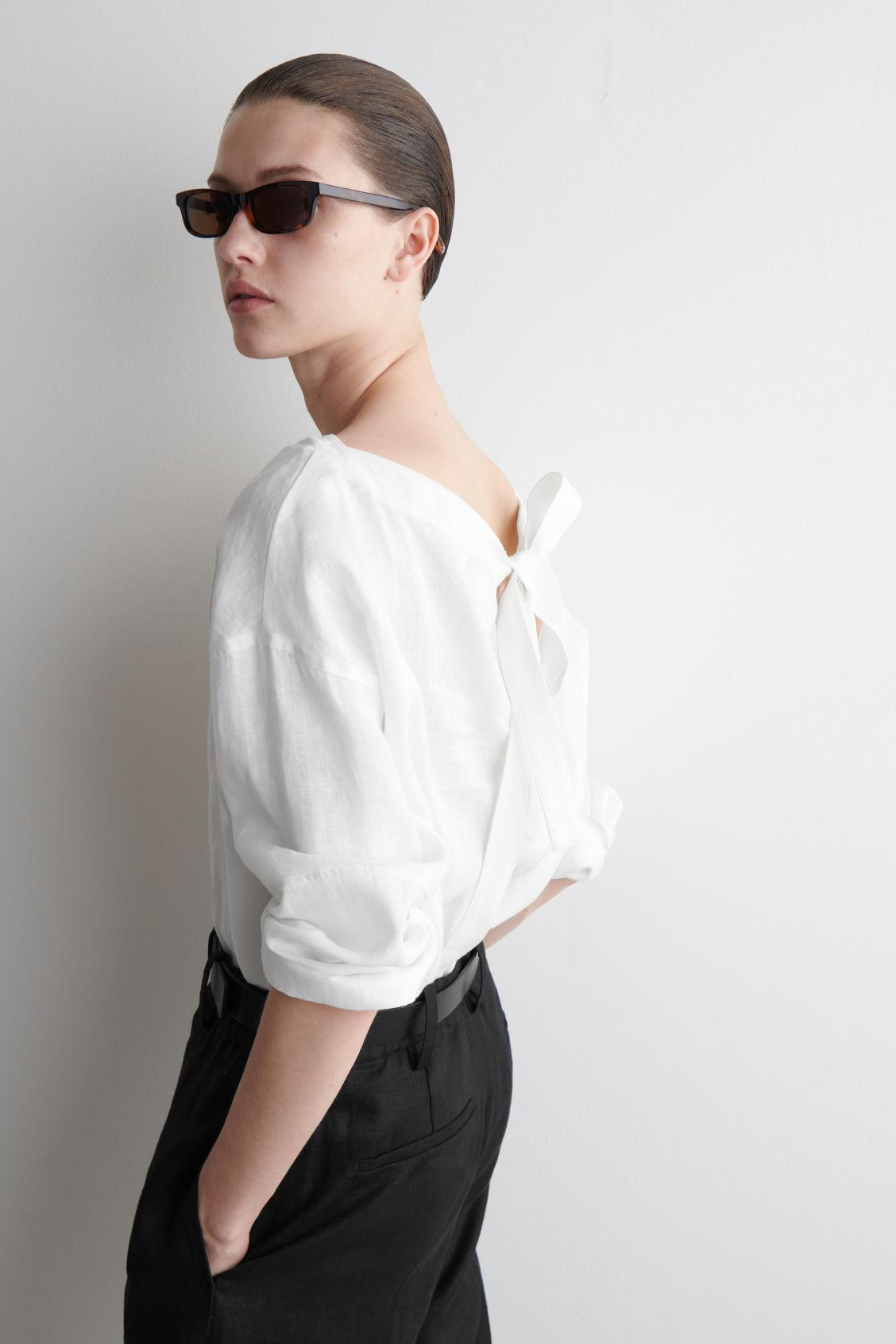 TIE-DETAIL LINEN BLOUSE Product Image