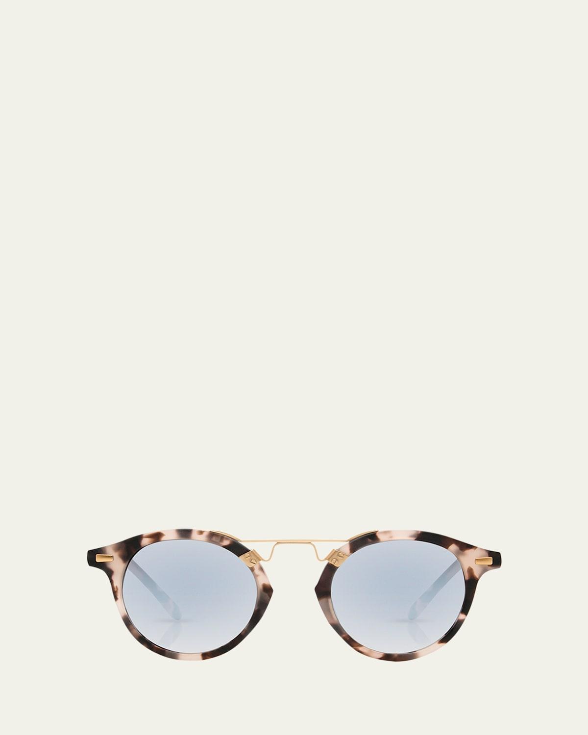 St. Louis Round Gradient Sunglasses, Rose/White Tortoise Product Image