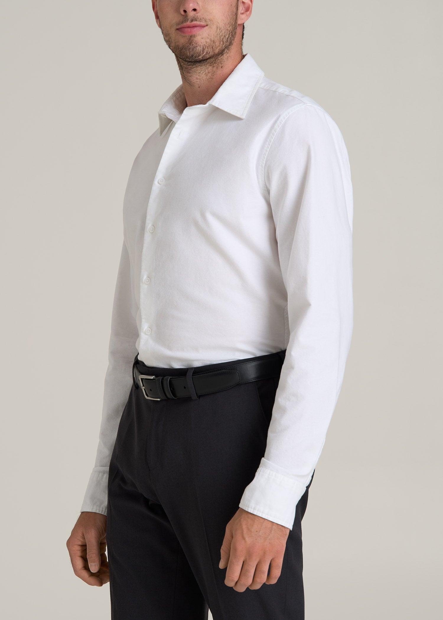 Pinpoint Oxford Shirt for Tall Men in White Product Image