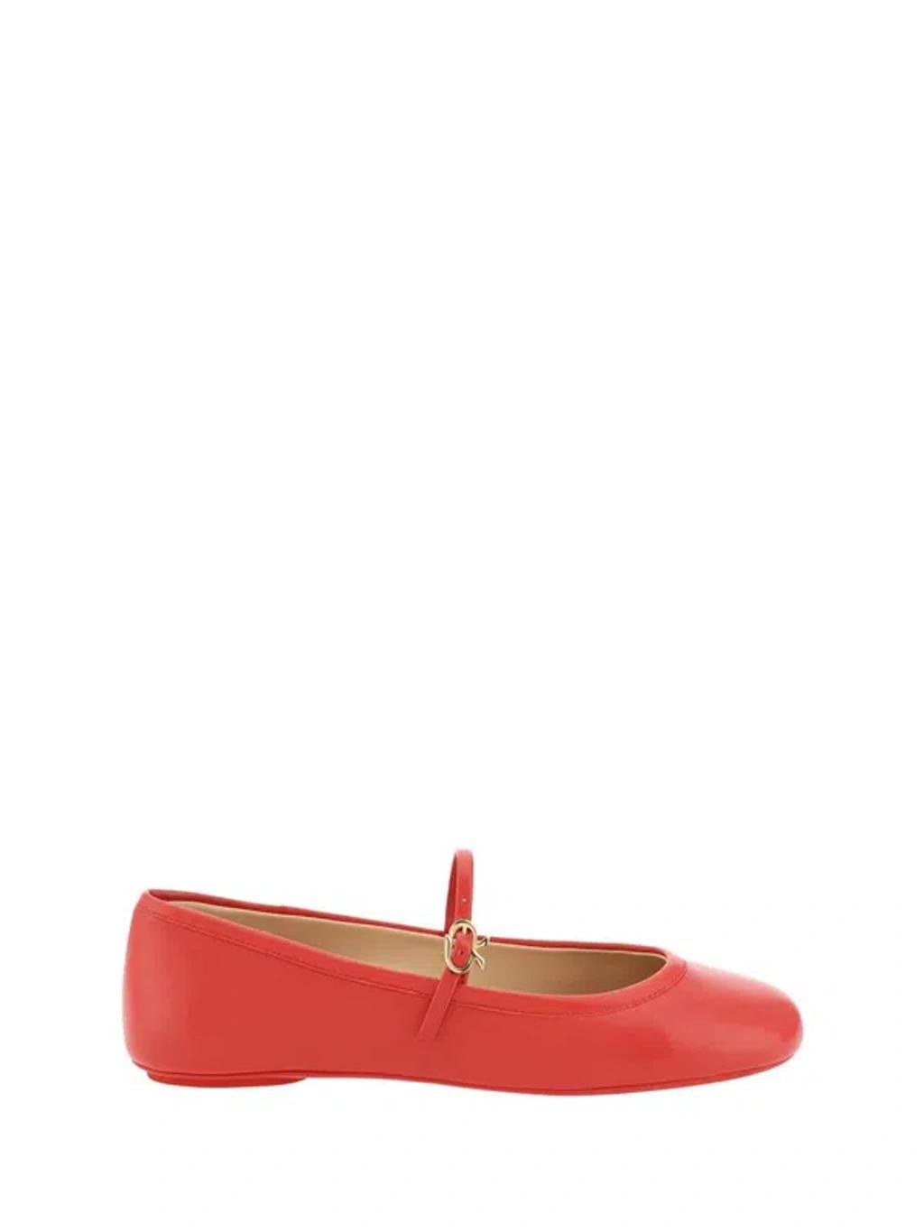 GIANVITO ROSSI Woman Ballet Flats Red Size 8 Leather In Red Nappa Product Image