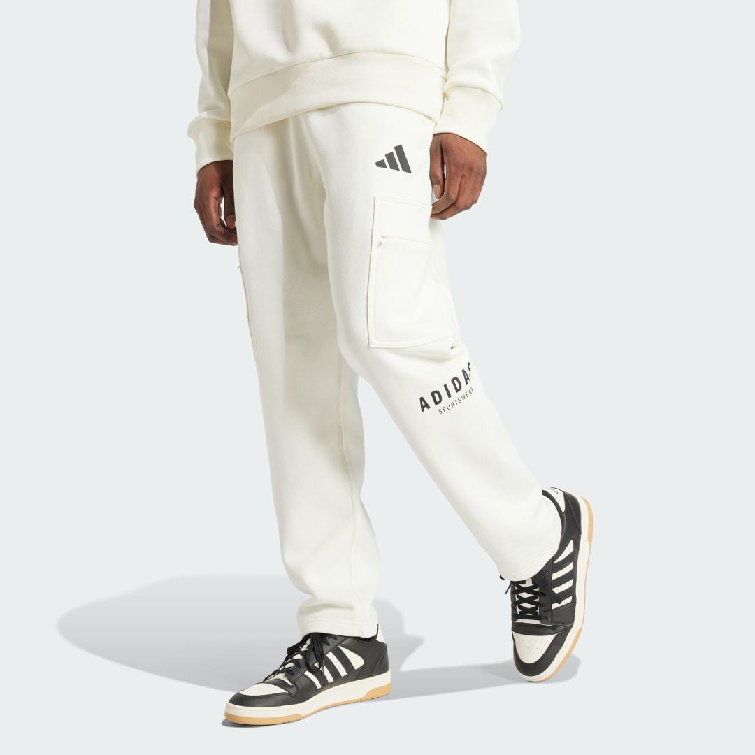 adidas ALL SZN Fleece Graphic Loose Cargo Pants Off White 2XL Mens Product Image