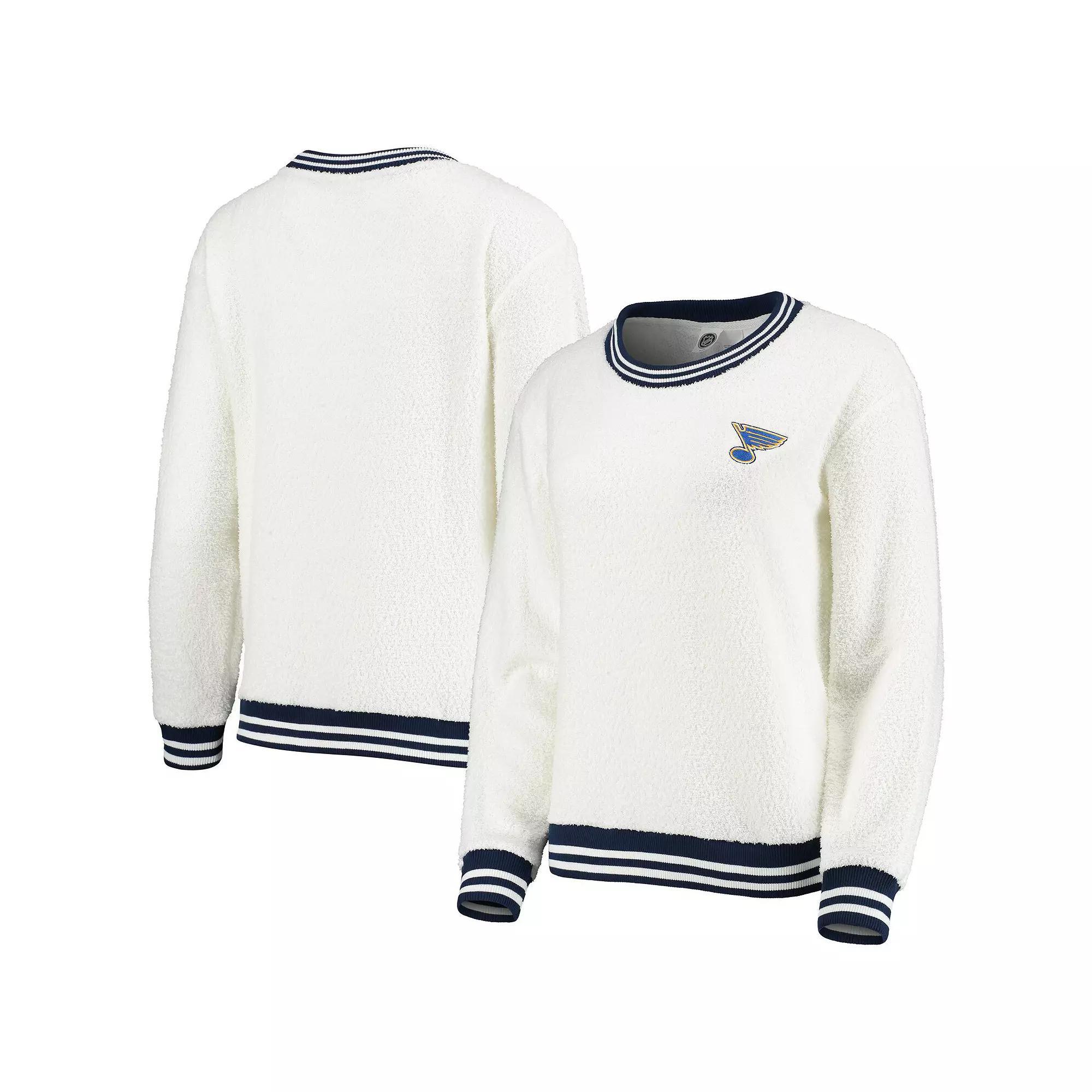 Women's Concepts Sport Cream/Navy St. Louis Blues Granite Sherpa Pullover Sweatshirt, Size: Small, Beige Product Image