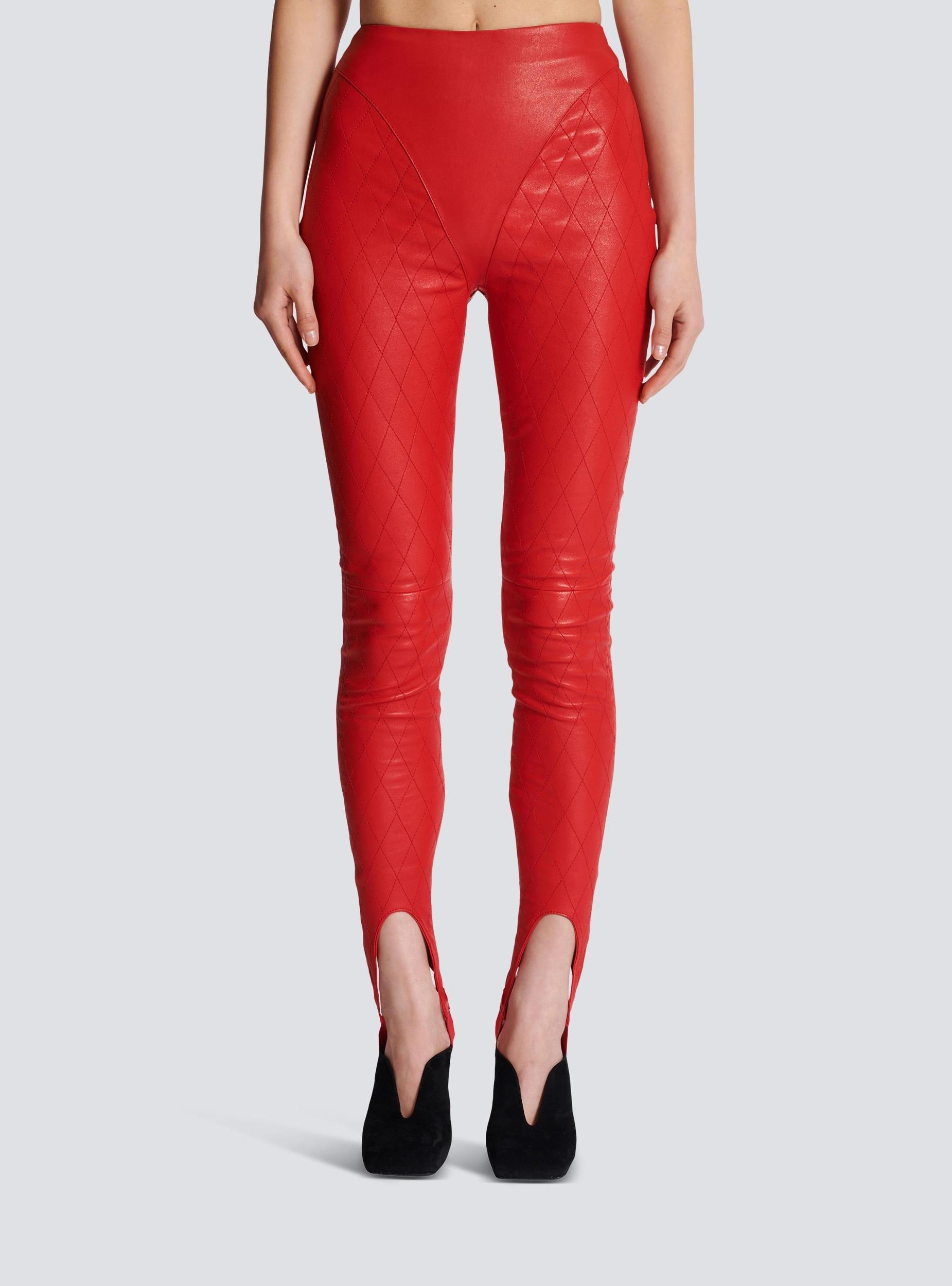 Topstitched leather leggings Product Image