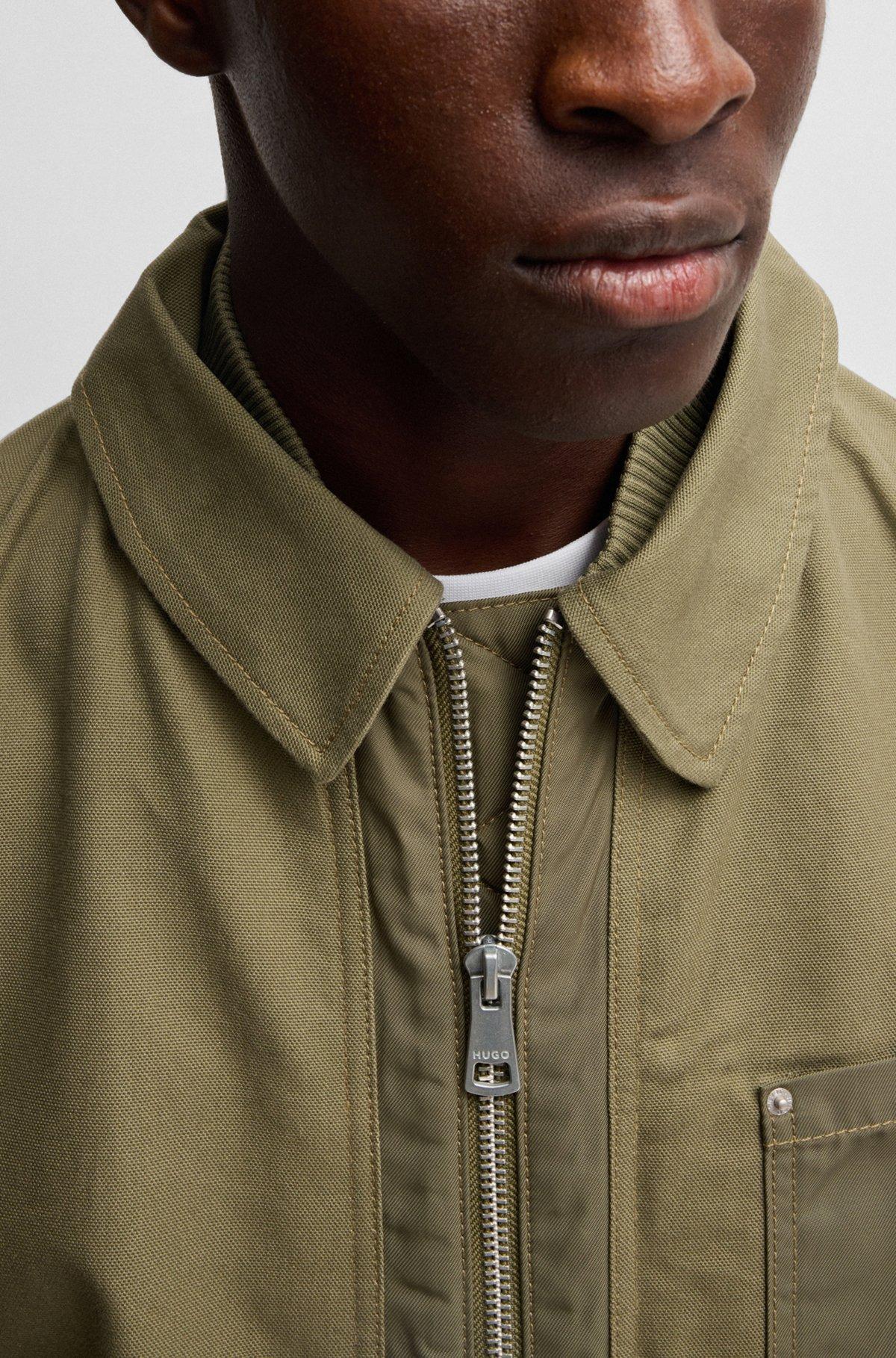 Relaxed-fit padded jacket in cotton with ribbed trims Product Image