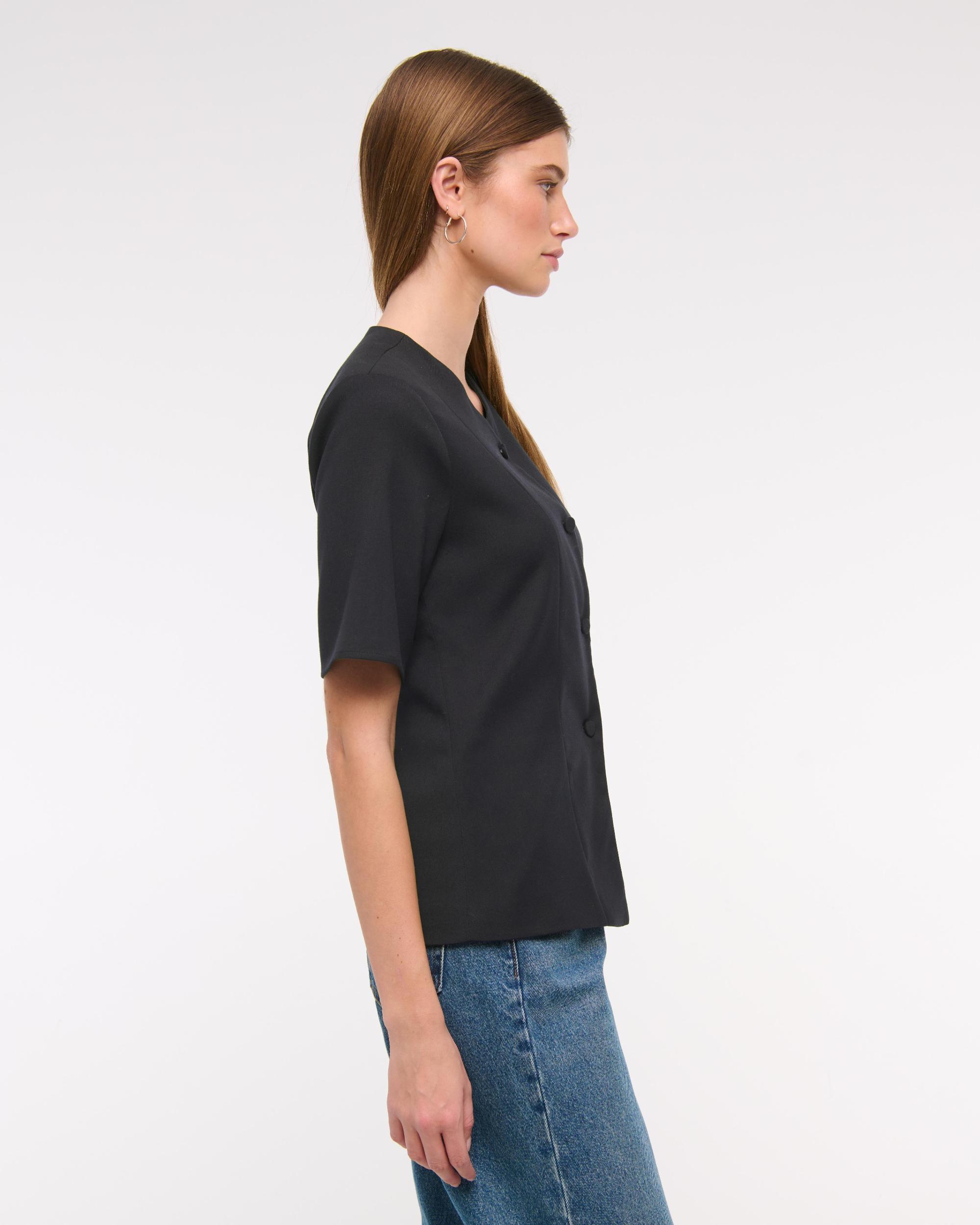 Short-Sleeve Tailored Vest Top Product Image