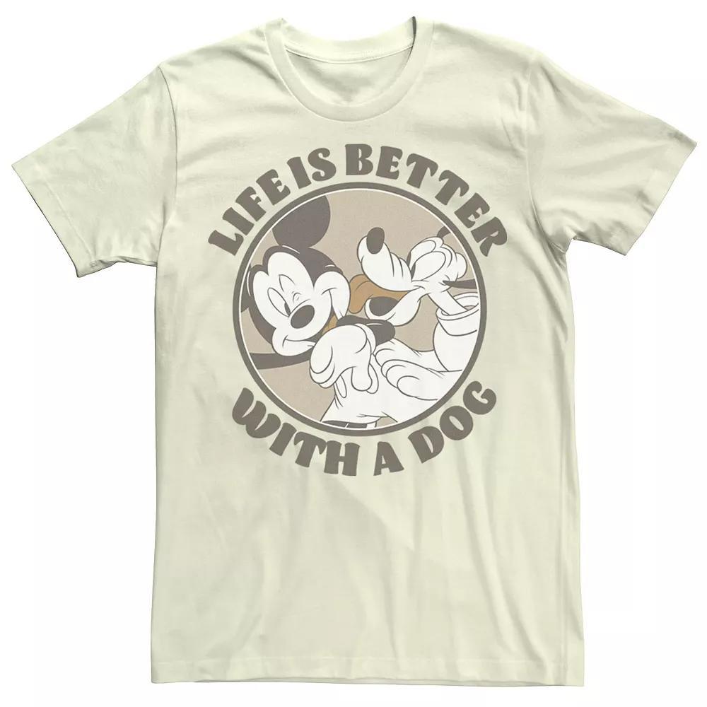 Disney's Mickey & Friends Men's Life Is Better With A Dog Tee, Size: Large, Natural Product Image