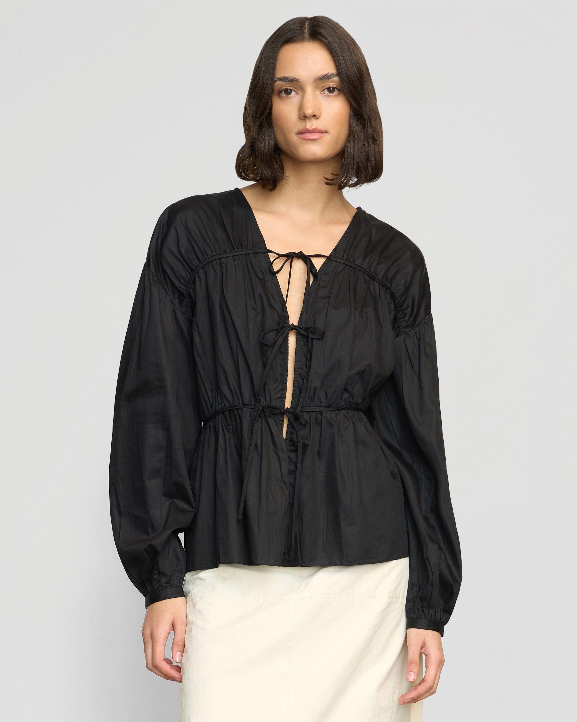 Hira Tie-Front Organic Cotton Blouse Product Image