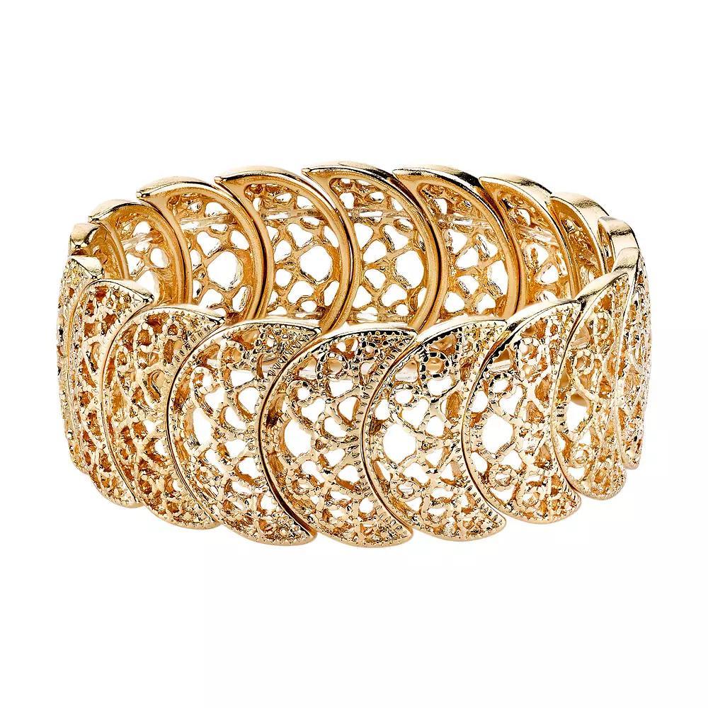 1928 Openwork Crescent Stretch Bracelet, Women's, Size: 7", Gold Tone Product Image