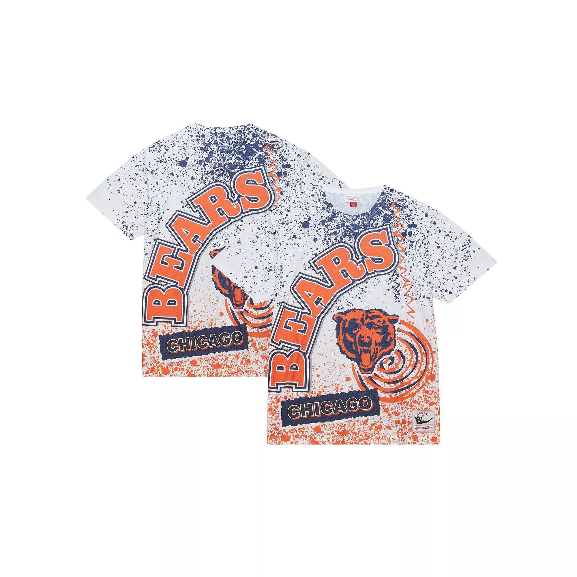Men's Mitchell & Ness White Chicago Bears Team Burst Sublimated T-Shirt, Size: 2XL Product Image
