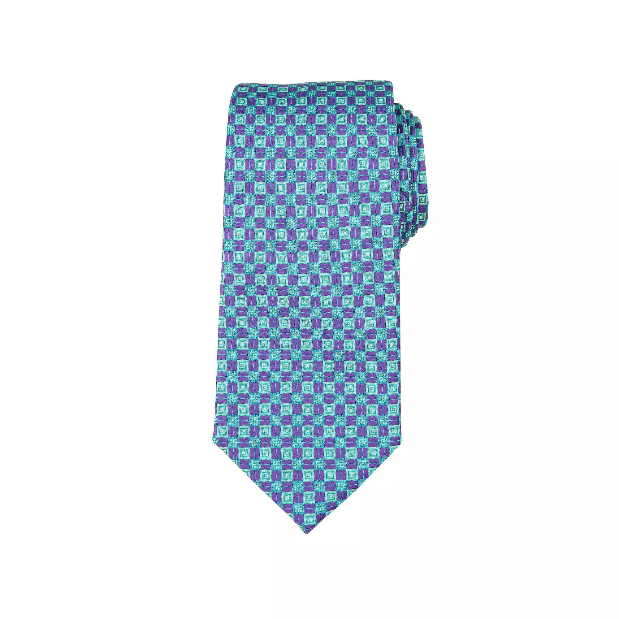 Men's Bespoke Geometric Tie, Green Edith Product Image