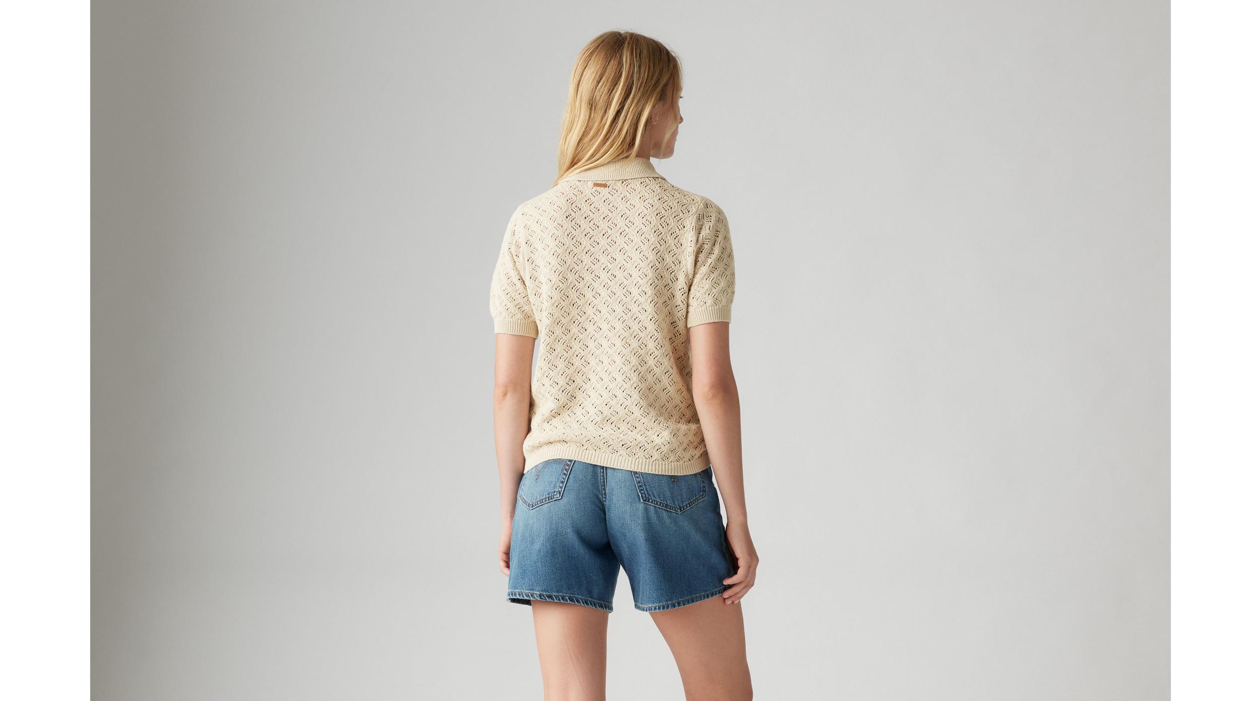 Lavender Pointelle Polo Sweater Product Image
