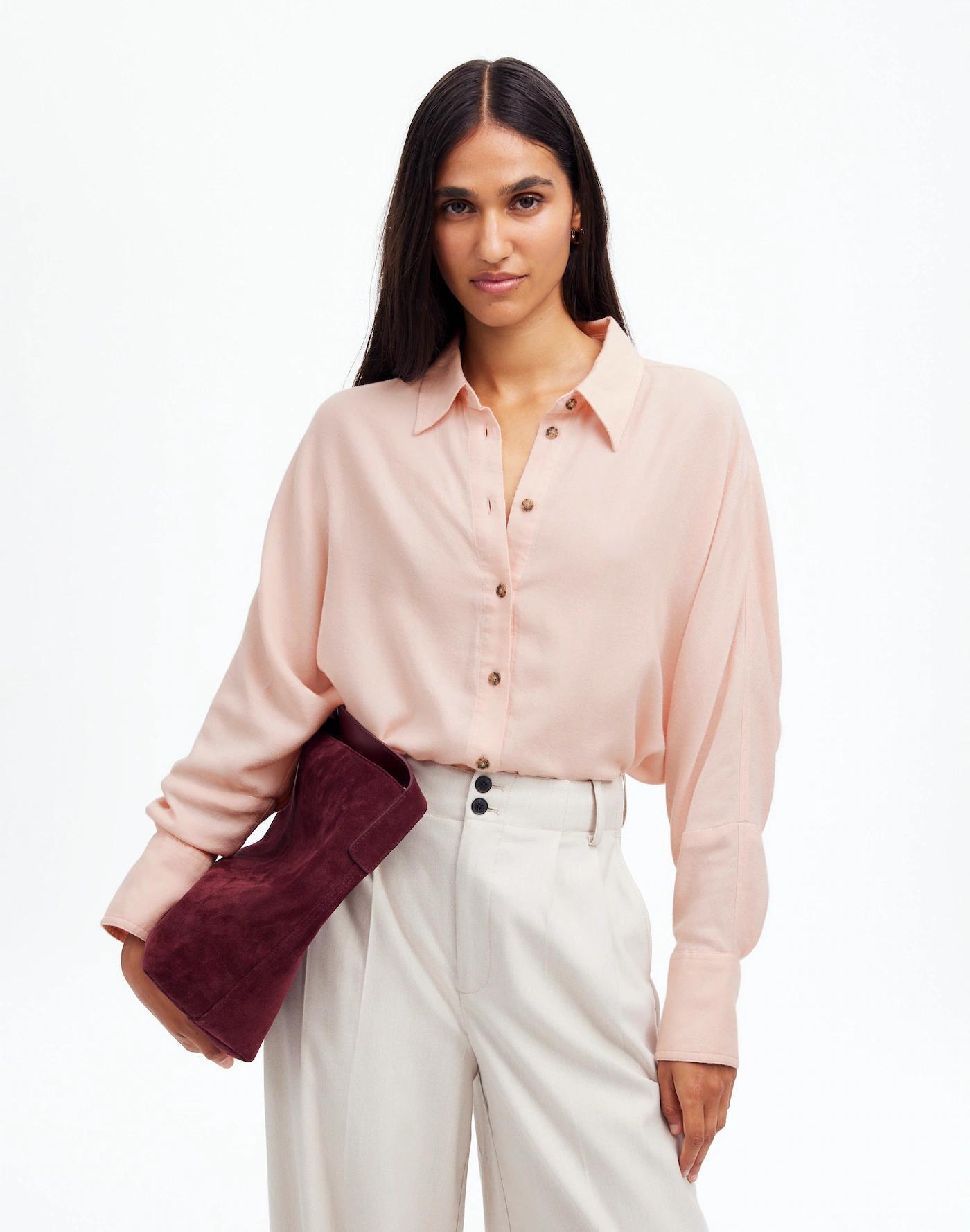 Heathered Flannel Dolman Button-Up Shirt Product Image