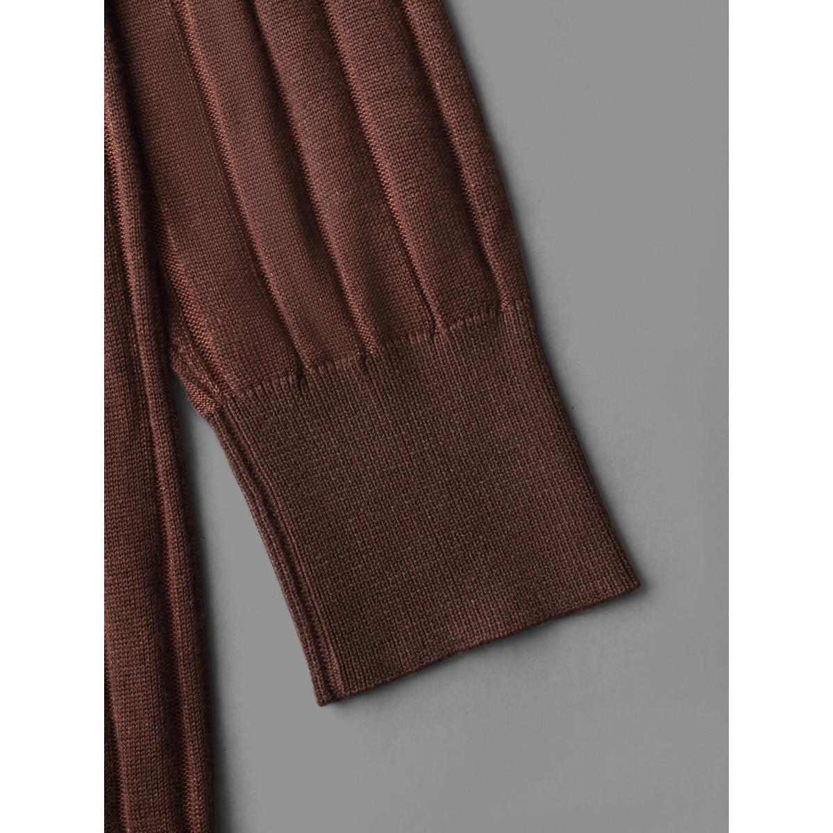 Plus Size Textured Ribbed Hem Round Neck Pullover Browncoffeecolor Women Casual Loose Long Sleeve Round Neck Everyday Pullovers BloomChic 12/L Product Image