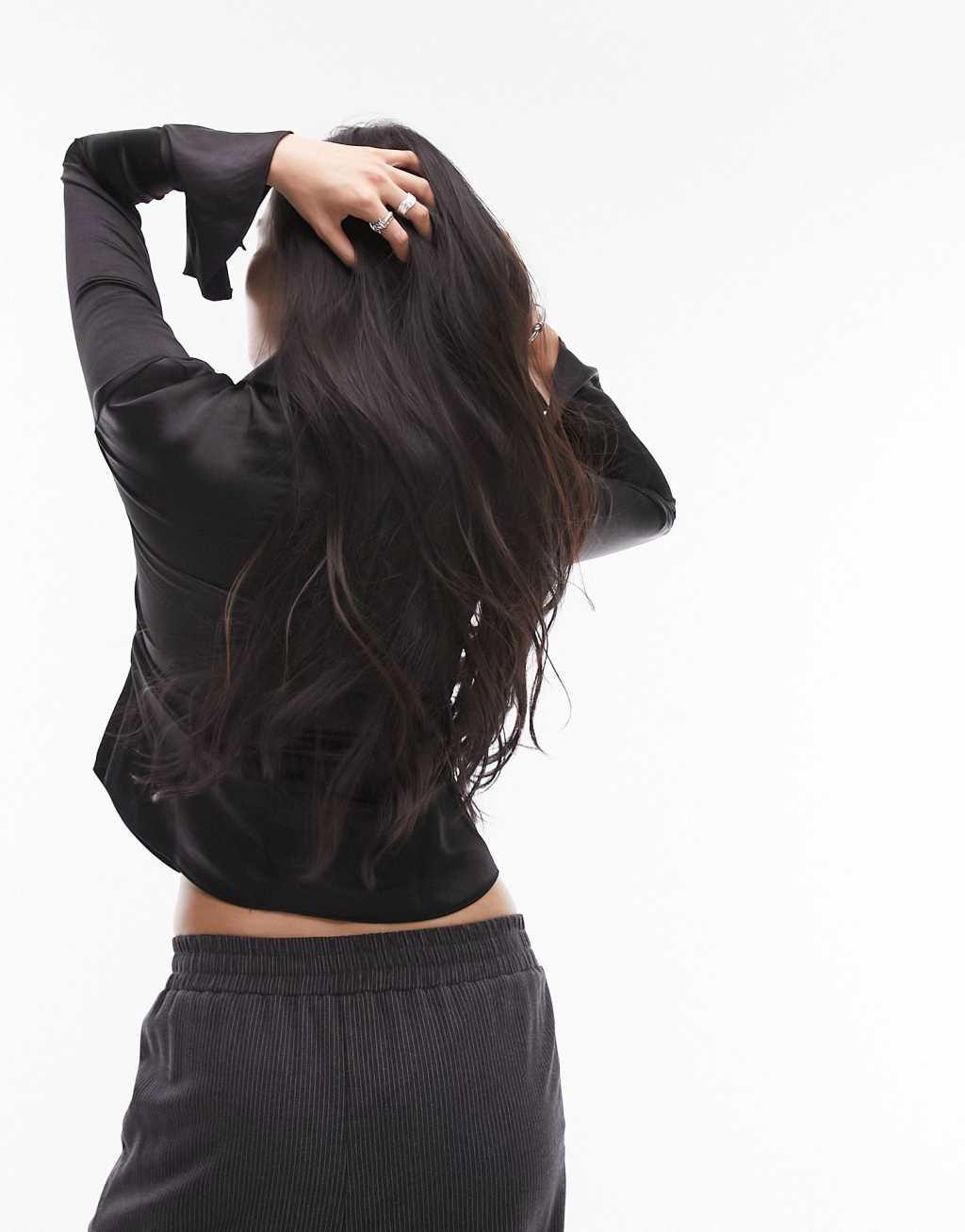 Topshop waterfall sleeve satin Product Image