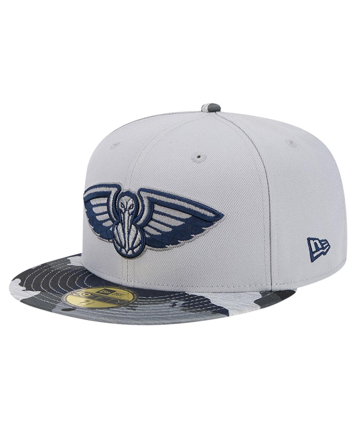 Men's New Era Gray New Orleans Pelicans Active Color Camo Visor 59FIFTY Fitted Hat, Size: 7 3/4, Grey Product Image
