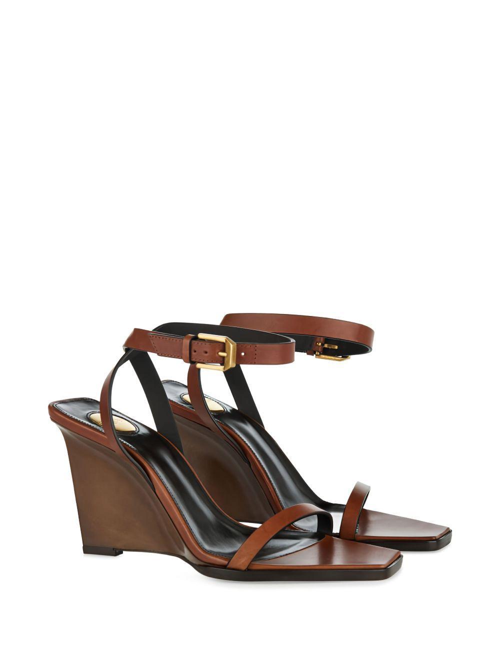90mm May leather ankle-strap wedge sandals Product Image