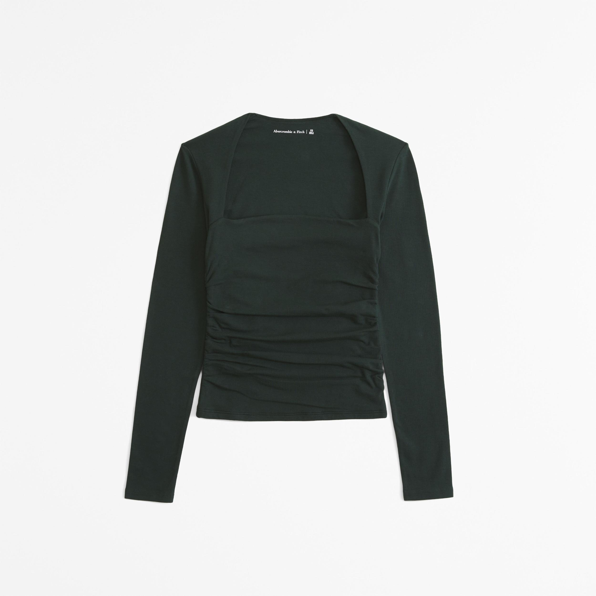 The A&F Ava Long-Sleeve Mesh Top Product Image